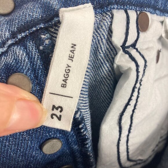 PacSun Eco Bandana Patch High Waisted Baggy Jeans 23 Womens Wide Leg Button Fly - Picture 7 of 9